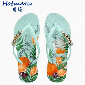 Hotmarzz Black Mara женские шлепанцы с принтом и цепочкой, мятные