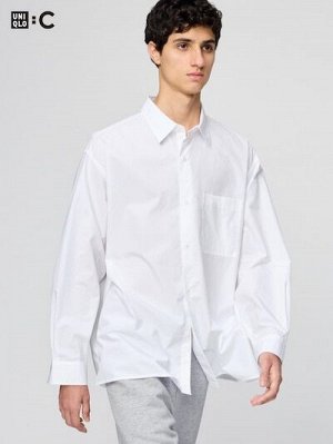 UNIQLO: C - оверсайз рубашка из тонкого хлопка - 00 WHITE