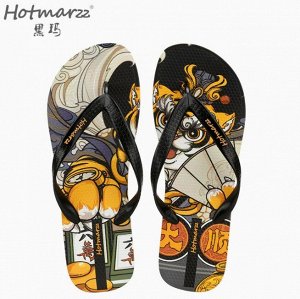 Hotmarzz Black Mar нескользящие шлепанцы с принтом, черные
