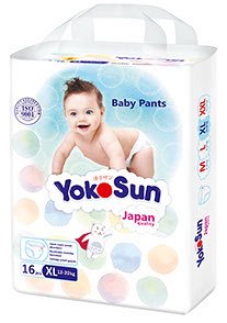 Детские одноразовые подгузники-трусики "YokoSun" размер XL (12-20 кг) 16 шт