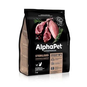 AlphaPet для кошек для кастрированных и стерилизованных Ягненок Индейка 7кг