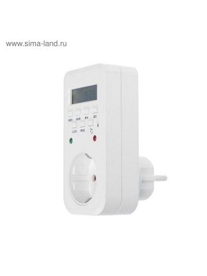 Таймер розеточный электронный Luazon Lighting, 16 A, интервал 1 минута, 220 В, недельный
