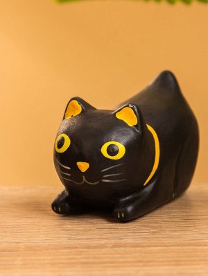 Сувенир «Чёрный кот охотник», 6x3x4 см, дерево