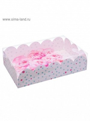 Коробка кондитерская 20 х30 х8 см с PVC крышкой Счастье ждет тебя для печенья 1/5