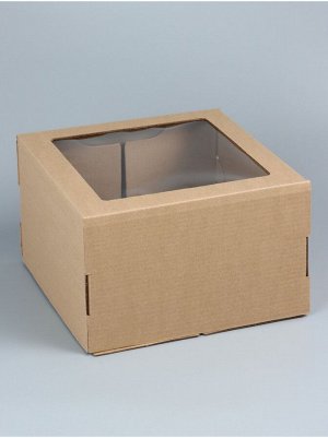 Коробка кондитерская 30 х30 х20 см с окном крафт