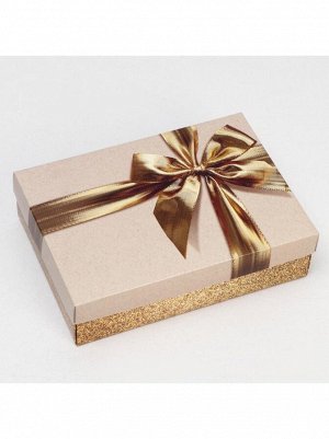 Коробка складная 21 х15 х5 см Бант цвет золотой
