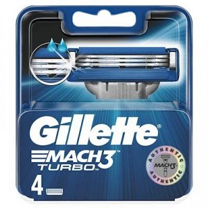 GILLETTE Сменные бритвенные кассеты GILLETTE MACH3 TURBO 4 штуки