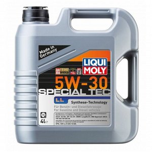 Масло моторное Liqui Moly Special Tec LL 5w30 синтетическое, SL, ACEA A3/B4, универсальное, 4л, арт. 7654/2339