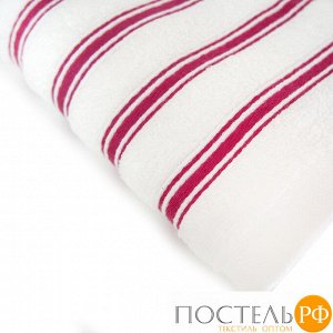 Эдем 90*145 белое бордовая полоса полотенце Микрокоттон