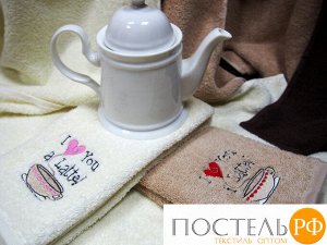 ЛЮБЛЮ ЛАТТЕ 40*60 бежевое полотенце хлопок 100% 420 гр/кв.м
