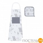 Фартук женский «Крисмас» рогожка комби с карманом 60х80 см