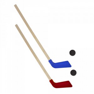 Набор хоккейный детский (2 клюшки(80 см), пластиковыйкрюк, 2 шайбы )