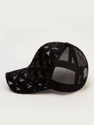 Кепка женская MINAKU с блестящими вставками, чёрная, размер 56-58