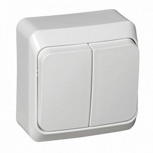 Выключатель 2-клавишный, Белый Этюд, накладной, Schneider Electric