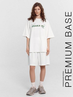 Комплект женский белый с принтом и надписью "Osaka 87"