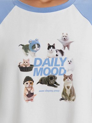 Сорочка ночная женская с принтом и надписью "daily mood"