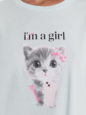 Туника домашняя женская мятная с надписью "i'm girl"
