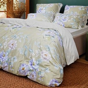 Постельное белье евро, пр230х250, 2н70х70, 2н50х70, п200х220, Cleo, тенсель, Soft Tencel, Цветы