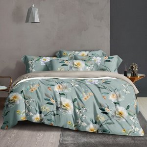 Постельное белье 2-сп, пр230х240, 2н50х70, п180х210, Cleo, тенсель, Soft Tencel, Цветы