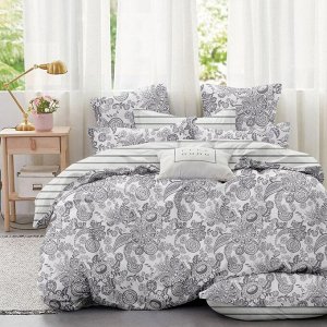Постельное белье 2-сп, пр200х220, 2н70х70, п175х215, CL HOME, макопопл, Mako Poplin, Узоры, Сер