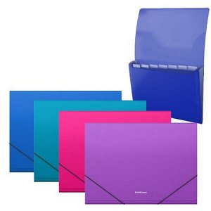 Папка  6 отд. на резинках А4 50418 Diagonal Vivid ассорти 700мкм ErichKrause