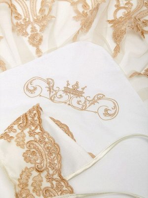 Конверт-одеяло на выписку "Роскошный" (молочный с золотым кружевом)