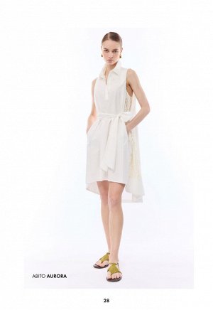 Платье ABITO CORTO S/MANICHE COLLO POLO E CINTURA TESSUTO SANGALLO E COTONE
100%COTONE
