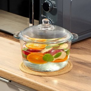 Кастрюля для микроволновой печи стекло, 2.5 л, с крышкой, крышка стекло, Y6-6481