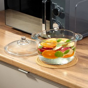 Кастрюля для микроволновой печи стекло, 2.5 л, с крышкой, крышка стекло, Y6-6481
