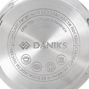 Кастрюля нержавеющая сталь, 1.5 л, с крышкой, крышка стекло, Daniks, Оптима, GS-01201-16CA, индукция