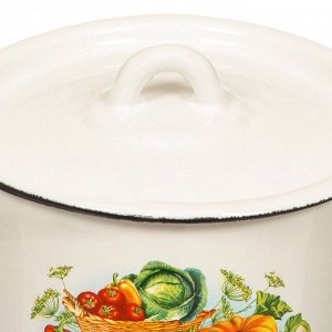 Кастрюля эмалированная сталь, 1.5 л, с крышкой, крышка сталь, цилиндрическая, СтальЭмаль, 1с15с/1, в ассортименте, индукция