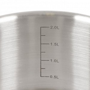 Кастрюля нержавеющая сталь, 2.5 л, крышка стекло, Daniks, Бонн, GS-01319-18CA, индукция