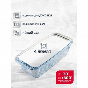 Форма для запекания стекло, 11.5х25х7 см, 1.12 л, прямоугольная, Borcam, 59894