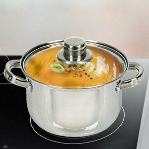 Кастрюля нержавеющая сталь, 3.7 л, с крышкой, крышка стекло, DNN3, SD-A17-20