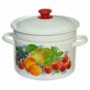 Кастрюля эмалированная сталь, 6 л, с крышкой, крышка сталь, цилиндрическая, Керченский металлургический завод, 41804-182/6, в ассортименте