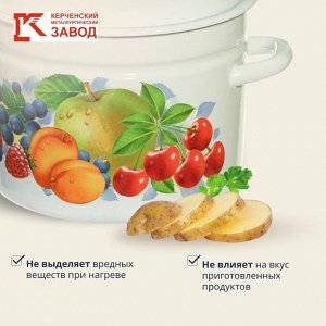 Кастрюля эмалированная сталь, 6 л, с крышкой, крышка сталь, цилиндрическая, Керченский металлургический завод, 41804-182/6, в ассортименте