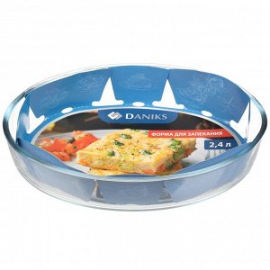 Форма для запекания стекло, 21.4х29.8х6.3 см, 2.4 л, овальная, Daniks, DNX-24R