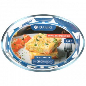 Форма для запекания стекло, 21.4х29.8х6.3 см, 2.4 л, овальная, Daniks, DNX-24R