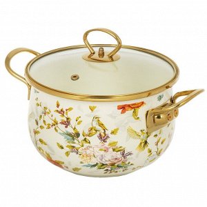 Кастрюля эмалированная сталь, 3.5 л, крышка стекло, Daniks, Elisa, Y4-8960, индукция