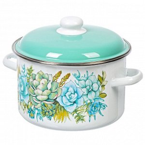 Кастрюля эмалированная сталь, 5.5 л, с крышкой, крышка сталь, цилиндрическая, СтальЭмаль, Монантес, 6RD221M