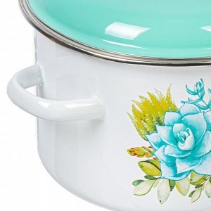 Кастрюля эмалированная сталь, 5.5 л, с крышкой, крышка сталь, цилиндрическая, СтальЭмаль, Монантес, 6RD221M
