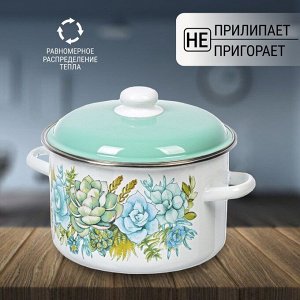 Кастрюля эмалированная сталь, 5.5 л, с крышкой, крышка сталь, цилиндрическая, СтальЭмаль, Монантес, 6RD221M
