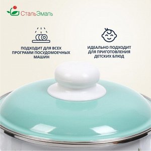 Кастрюля эмалированная сталь, 2 л, с крышкой, крышка сталь, цилиндрическая, СтальЭмаль, Монантес, 6RD161M, белоснежная, индукция