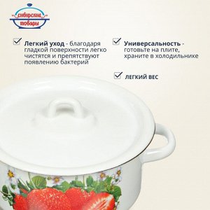 Кастрюля эмалированная сталь, 2 л, с крышкой, крышка сталь, цилиндрическая, Сибирские товары, С1610.П*59/*78/*44/*59/С, в ассортименте