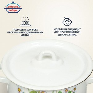 Кастрюля эмалированная сталь, 2 л, с крышкой, крышка сталь, цилиндрическая, Сибирские товары, С1610.П*59/*78/*44/*59/С, в ассортименте