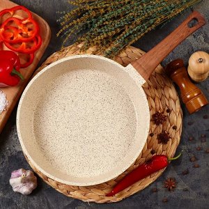 Сковорода литой алюминий, 28 см, антипригарное покрытие, Гурман, Estima, бежевая, индукция, ГМ2801 ЭБИ