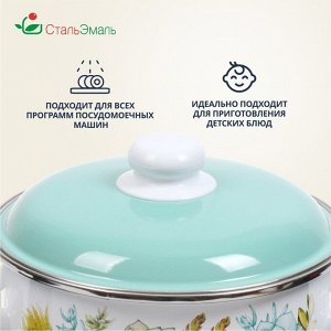 Кастрюля эмалированная сталь, 4 л, с крышкой, крышка сталь, цилиндрическая, СтальЭмаль, Монантес, 6RD201M, белоснежная, индукция