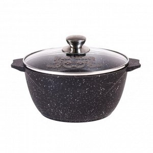 Кастрюля алюминий, антипригарное покрытие, 4 л, с крышкой, крышка стекло, Мечта, Гранит black Induction, 44802И, индукция