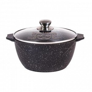 Кастрюля алюминий, антипригарное покрытие, 5 л, с крышкой, крышка стекло, Мечта, Гранит black, 45802