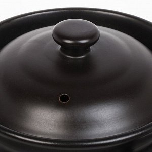 Кастрюля для запекания керамика, 2.7 л, с крышкой, крышка керамика, 16х23 см, Y6-10259/Y4-9184, черная